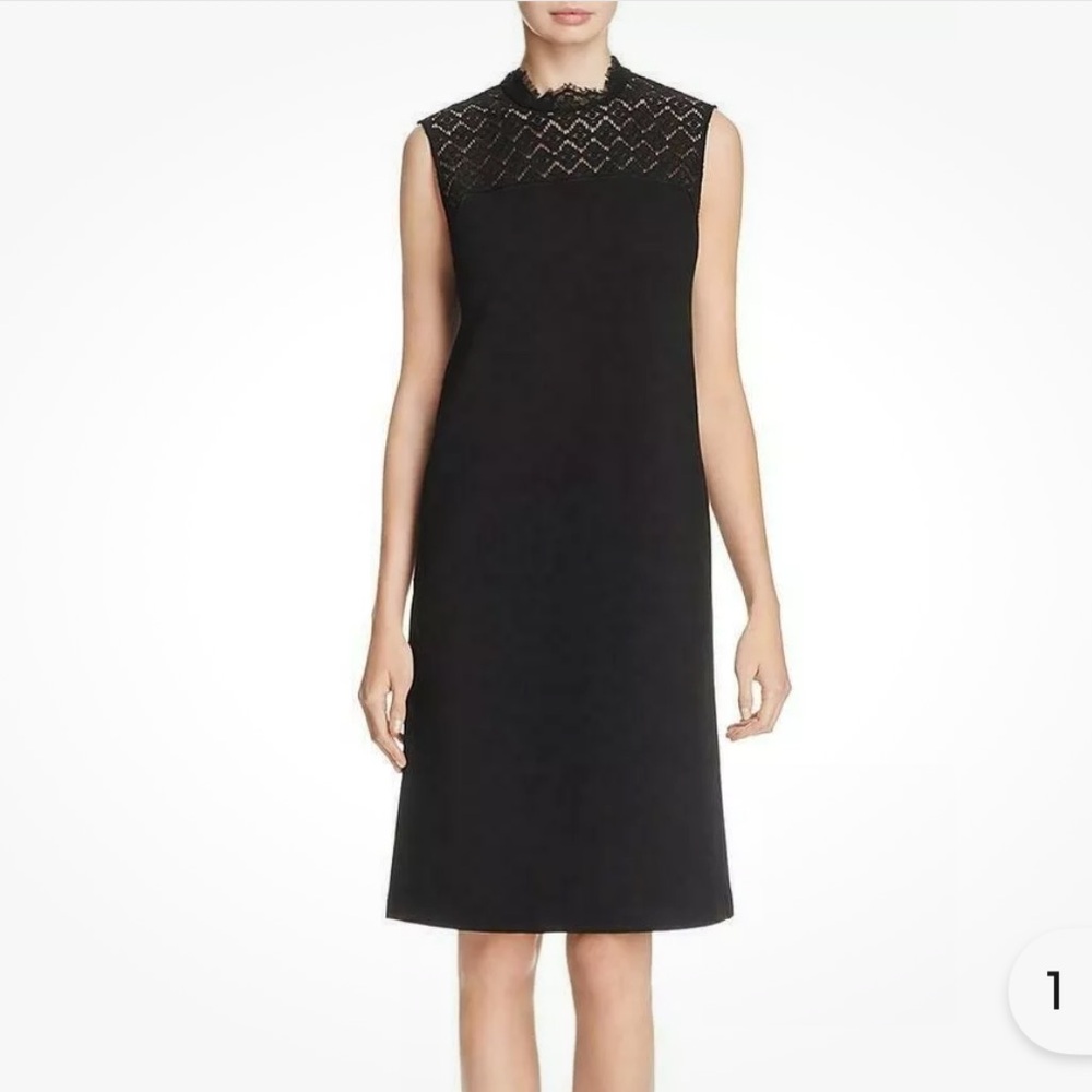 Lafayette 148 New York Women’s Ines Black Lace Trim Cocktail Sleeveless Dress